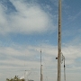 The antenna set-up for the CW FD: 160m dipole, 40m/80m dipole and 3 el yagi and a microwave dish for the 23 cm contest.